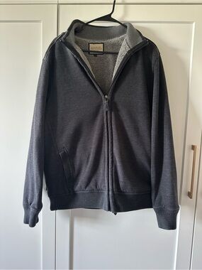 Marvin Richards Men's Charcoal Full-Zip Sherpa-Lined Sweater